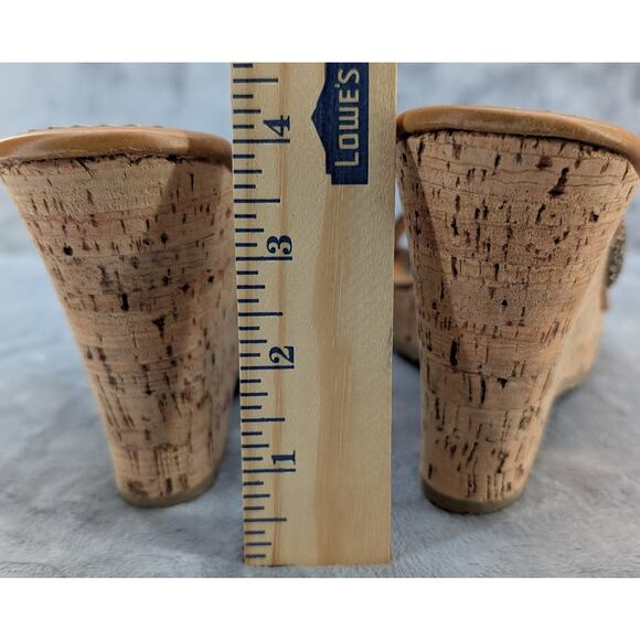 Eric Javits New York woven crisscross cork wedge 4" heels slip on made in Italy - Picture 7 of 8
